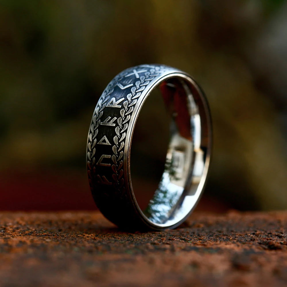 Nordic Viking Rune Ring — Stainless Steel