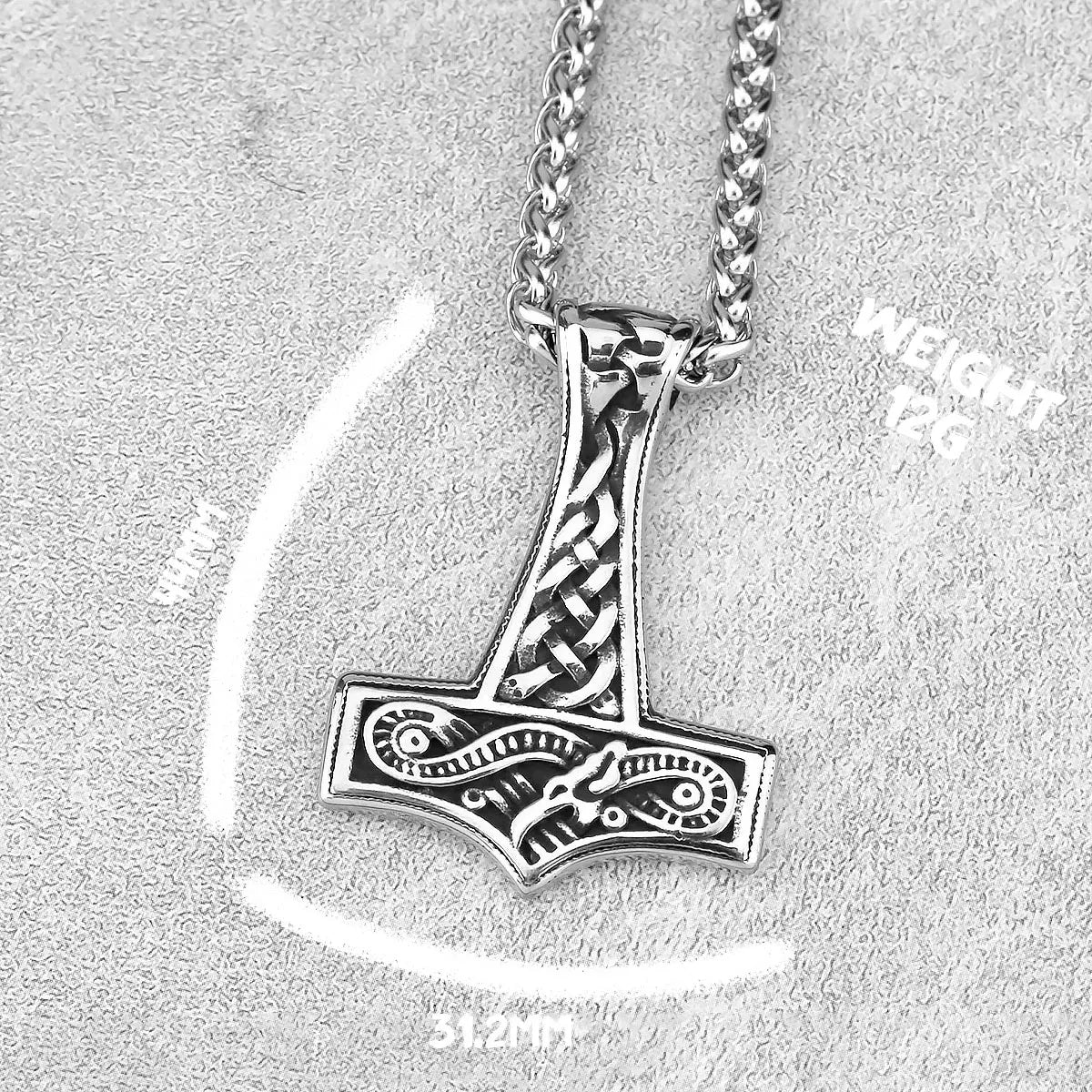 Norse Vikings Thor's Hammer Mjolnir Rune Amulet Necklace Stainless Steel Chain Vegvisir Anchor Pendant Male Jewelry