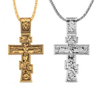Movie John Wick Jesus Cross Necklace Crucifix Eastern Orthodox Prayer Big Pendant For Men Women Jewelry Accessories