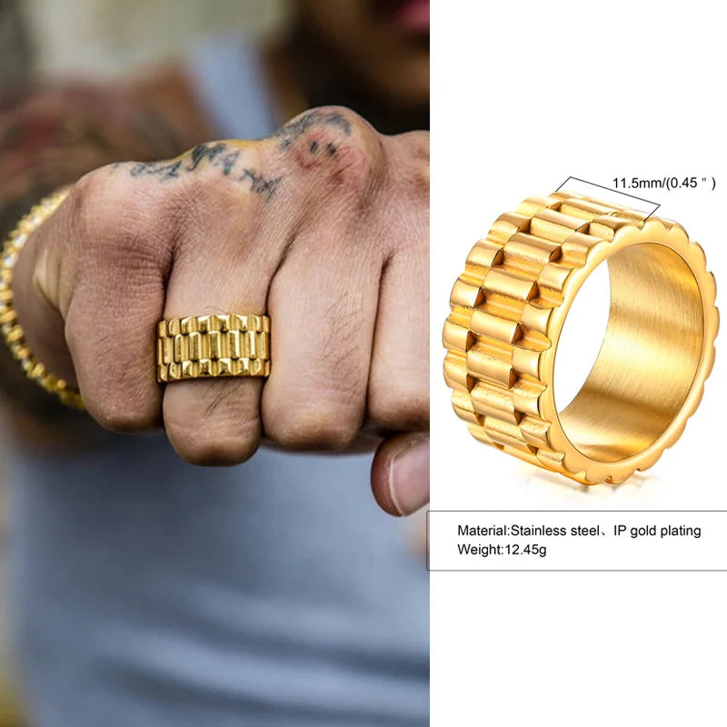 Presidential Watch Link Ring — Stainless Steel