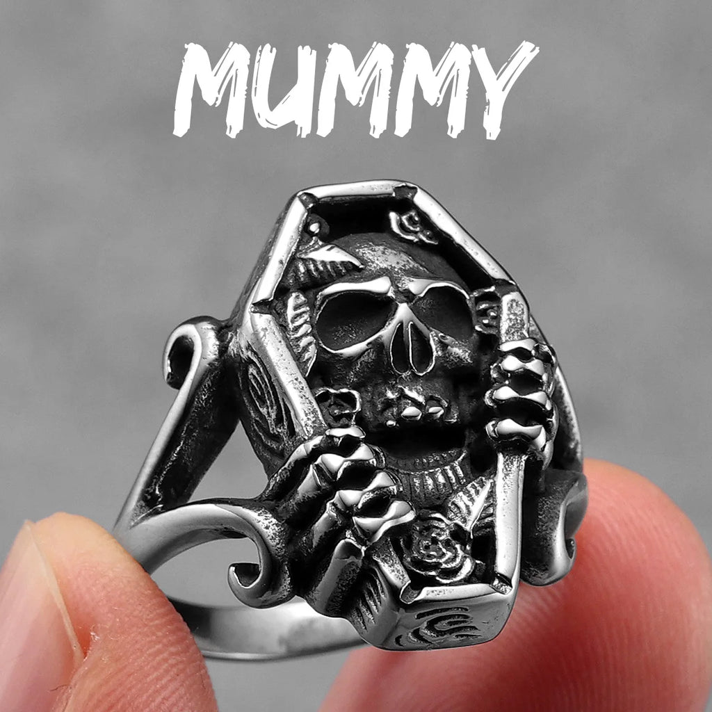 Mummy Skull Ring — Stainless Steel