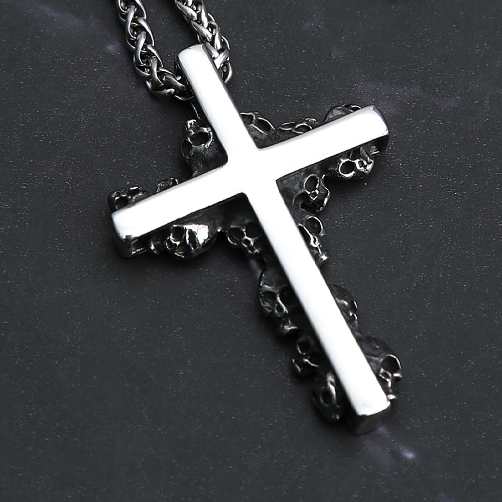 Cross Skull Pendant Necklace — Stainless Steel