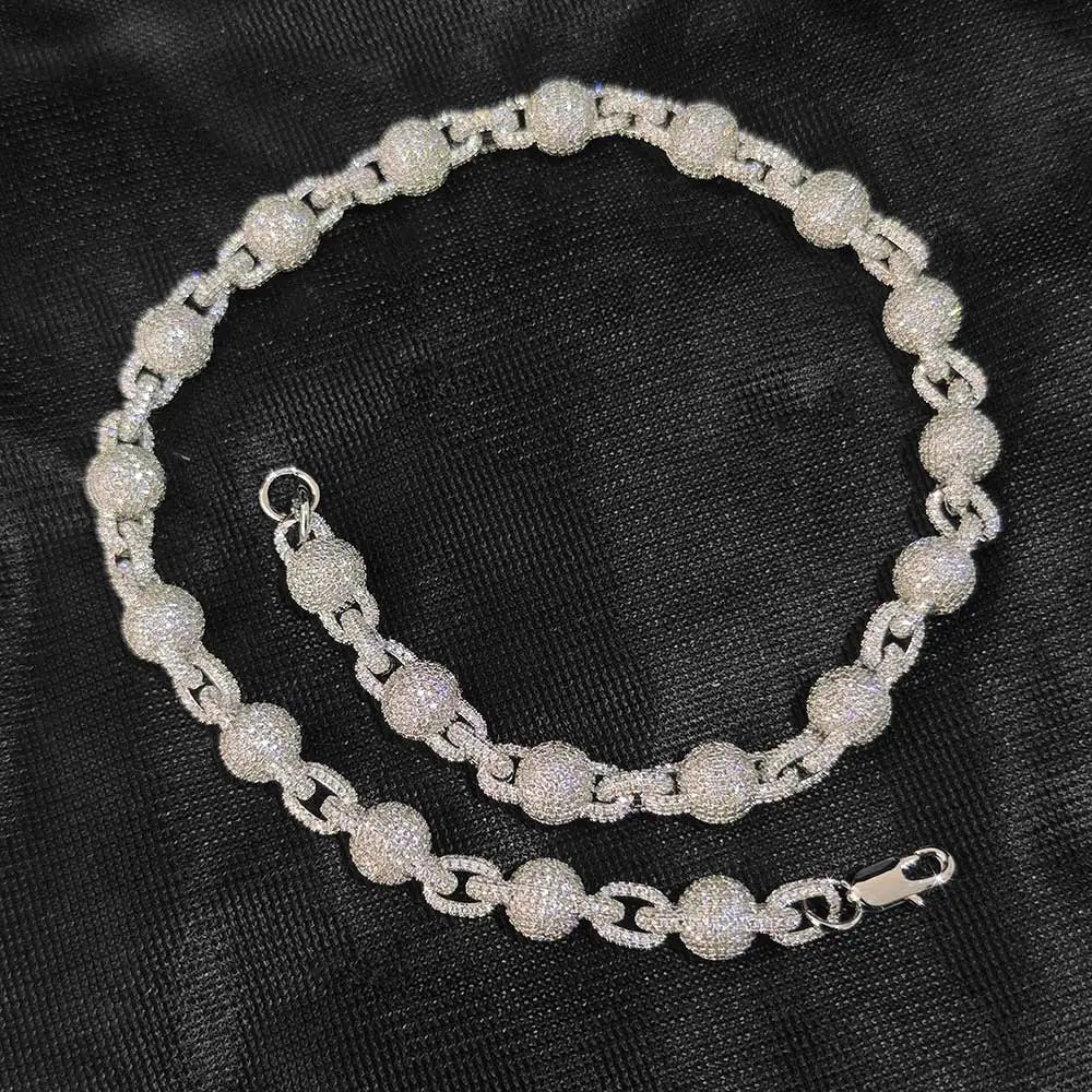 Iced Out Bead Choker Necklace 10.5MM Stainless Steel