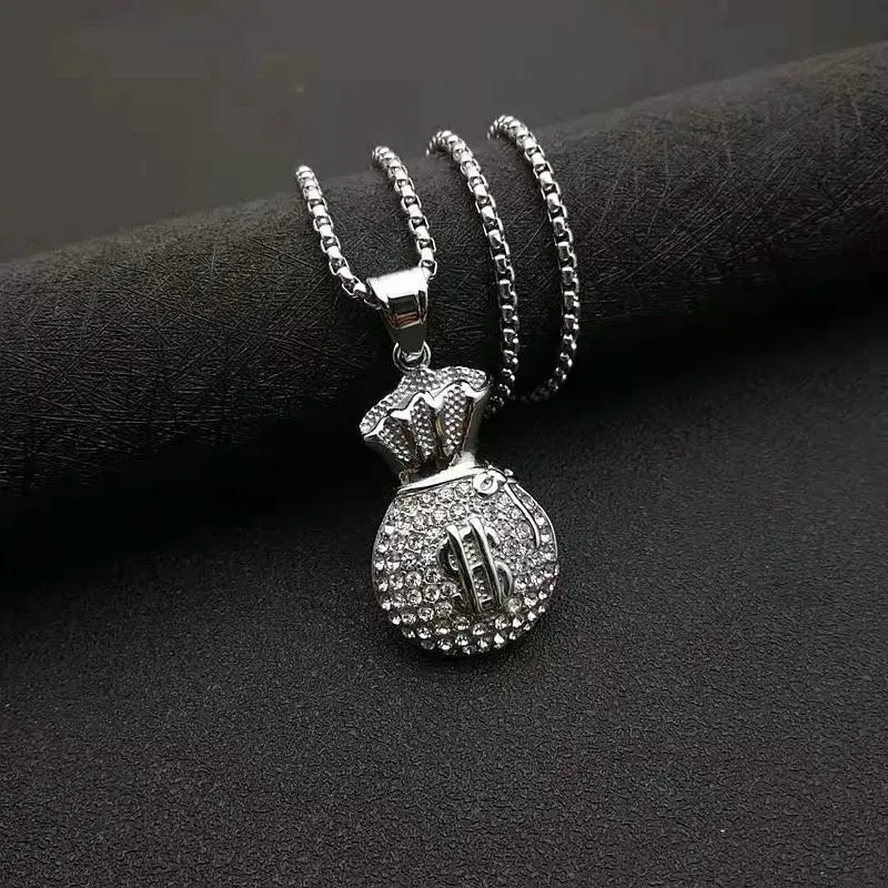 Hip hop Handmade rhinestone Pendants Stainless steel For Jewelry Accessories Dollar Sign Charms Silver gold color