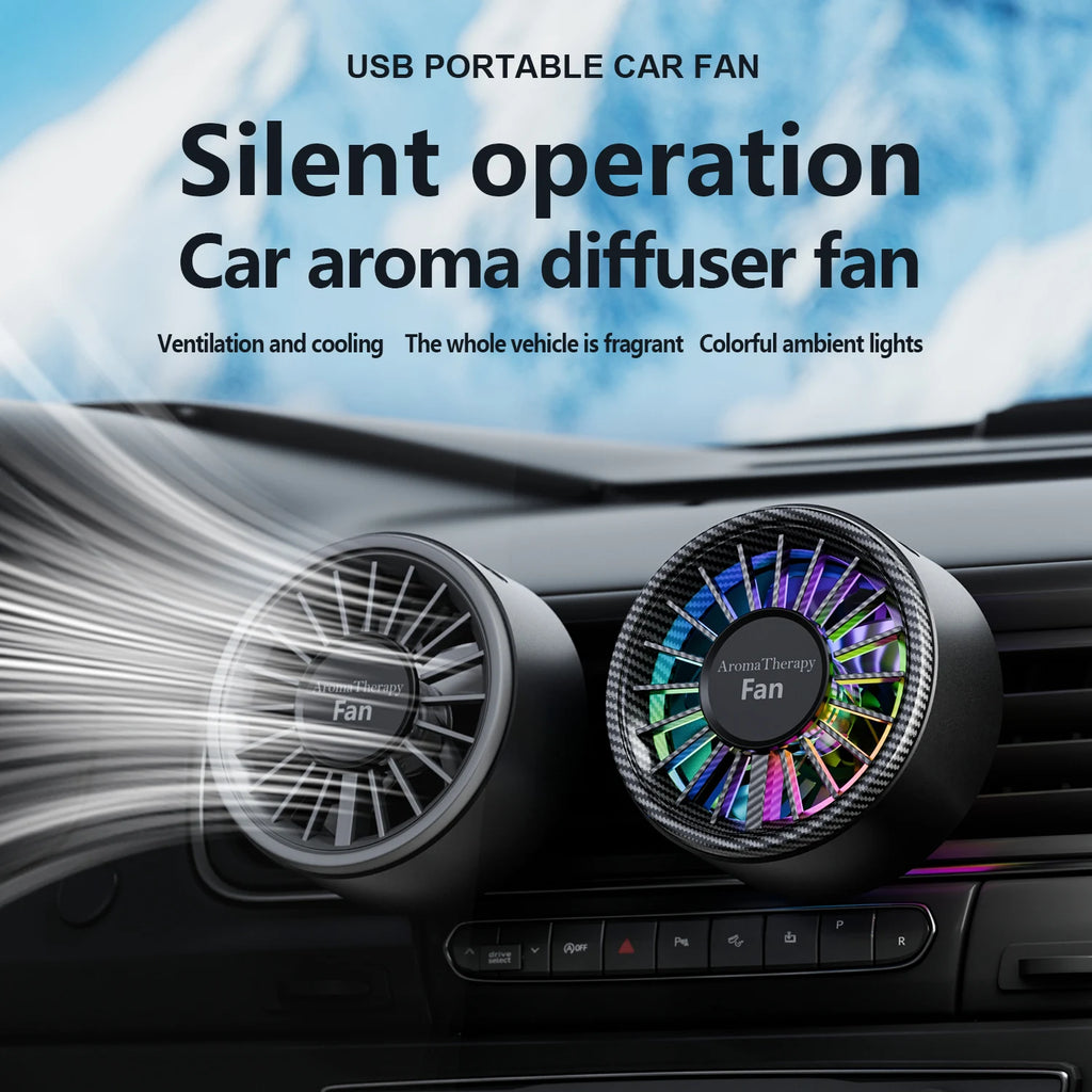 Car aromatherapy fan high wind clip fan can add essential oil USB small fan car accessories gift
