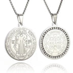 Hip Hop Iced Out San Benito San Benito Holy Medal Pendant Jesus Necklace Religious Amulet Jewelry for Men and Women