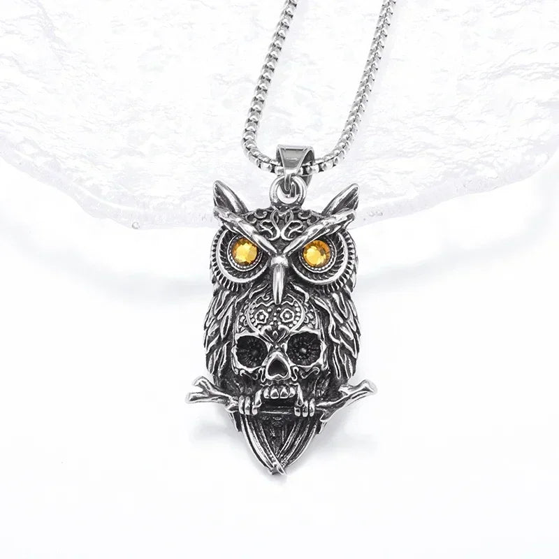 Retro Gothic Golden Cross Skull Pendant Necklace for Men Fashion Party Rock Motorcycle Riding Punk Jewelry Gift
