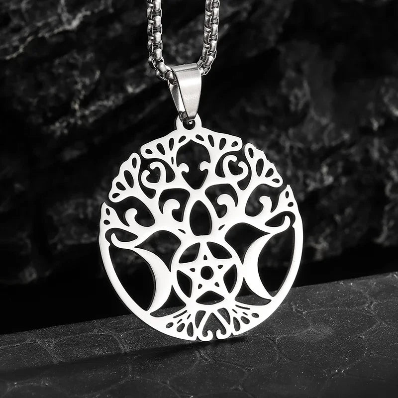 Sun Moon Star Trinity Pendant Necklace
