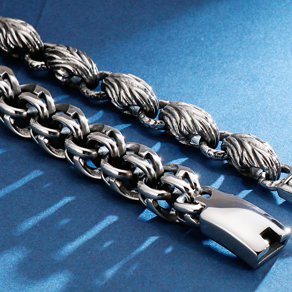 316l Stainless Steel Link Chain Man Bracelet for Men Punk Rock Gothic Vintage Biker Jewelry Price Men's Bracelets Boys