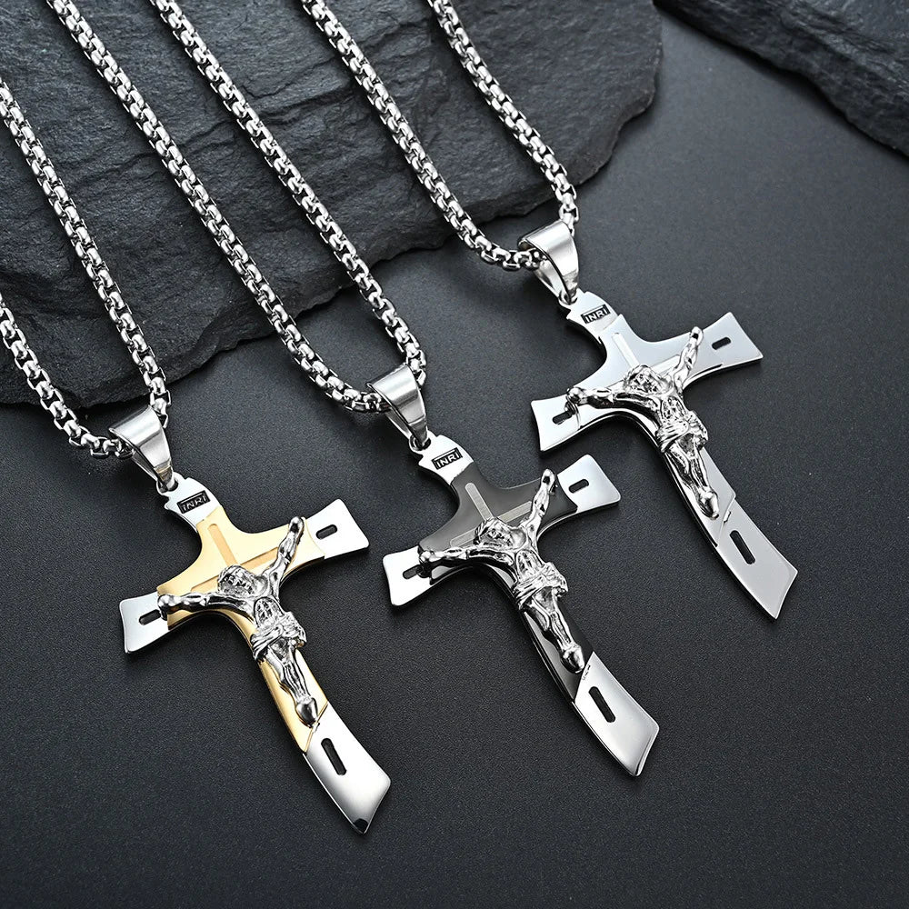 Christian Jesus Cross Pendant — Stainless Steel