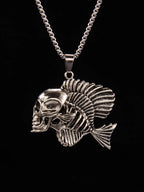 Skull Fish Steel Pendant European American Retro