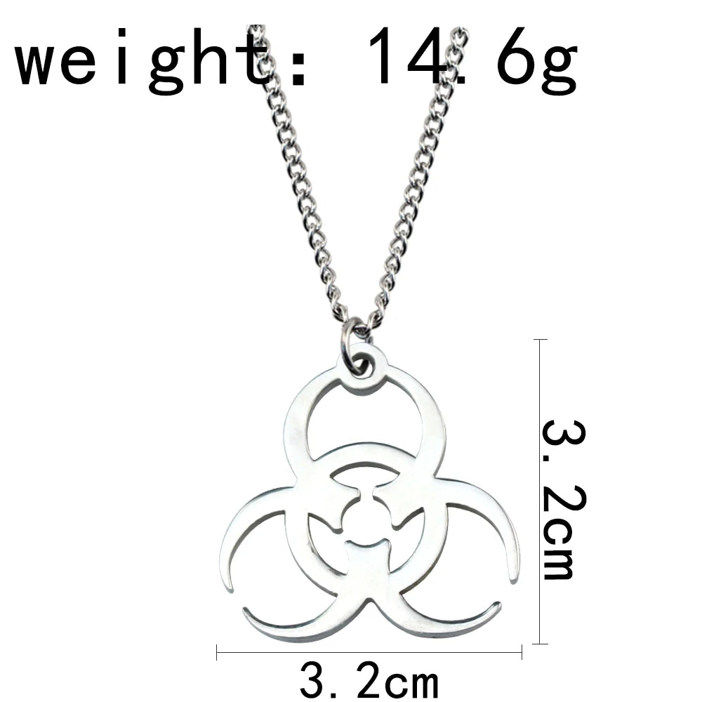 Necklace Trendy Men And Women INS Street Punk Hip-Hop JewelryNew Stainless Steel Biochemical Logo Pendant