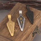 Viking Rune Spear Pendant Necklace Men's Punk Hip Hop Stainless Steel Gold Black Color Eye of Horus Amulet Necklace
