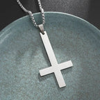 Inverted Cross Stainless Steel Pendant Necklace