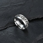 Roman Numerals Stainless Steel Chain Rotating Anxiety Black Rings For Men Fidget Metal Spinner Knuckle Ring Anillos De