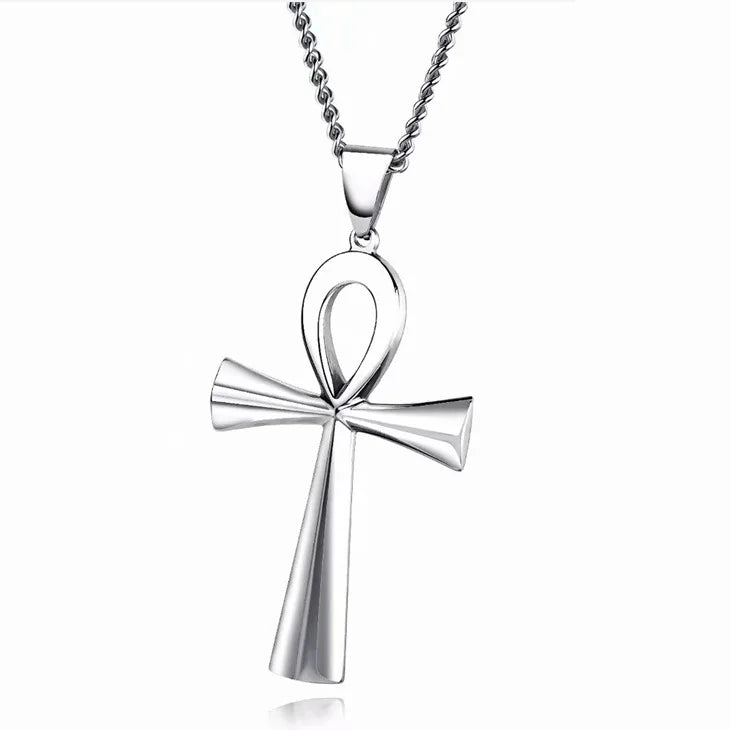 Gold Cross Ankh Pendant Necklace Stainless Steel