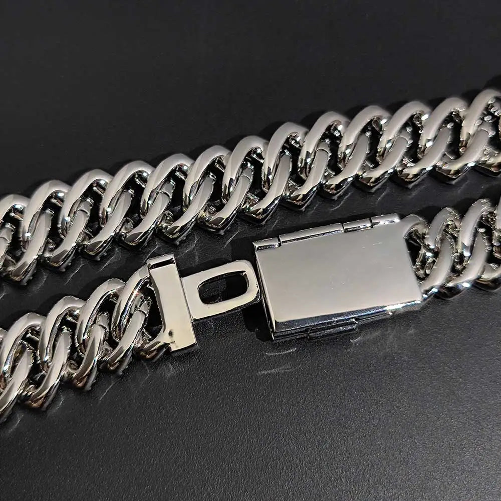 Iced Out Cuban Chain Necklace Stainless Steel 18/19MM