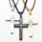 Cross Gemstone Pendant — Stainless Steel