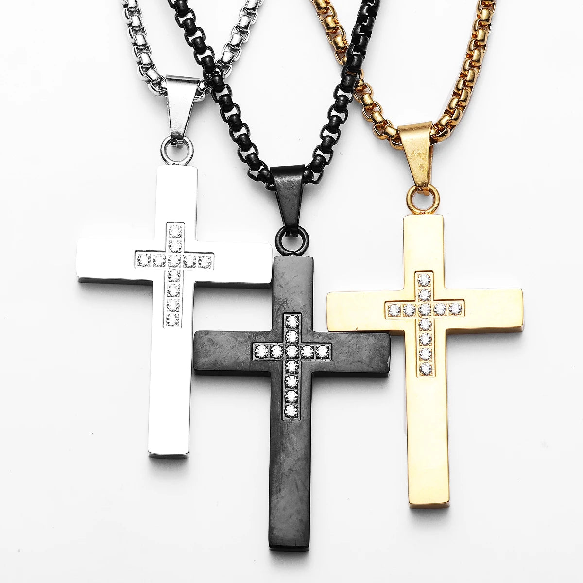 Cross Gemstone Pendant — Stainless Steel