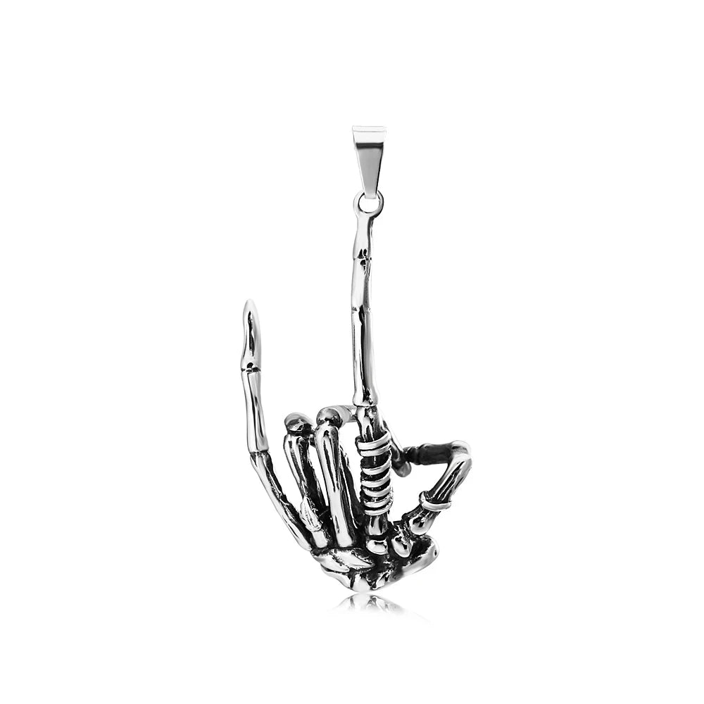 Skull Rock Hand Pendant — Stainless Steel