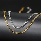 Silver Cuban Chain Necklace Stainless Steel 3/5MM