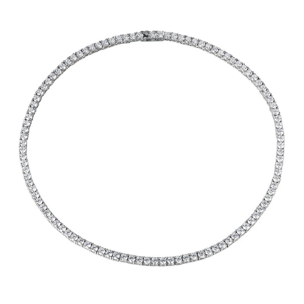 Luxury Hip Hop Tennis Necklace 3m/4m/5m Created Moissanite Gemstone Unisex Basic Tennis Chain Necklace Fine Jewelry Wholesale