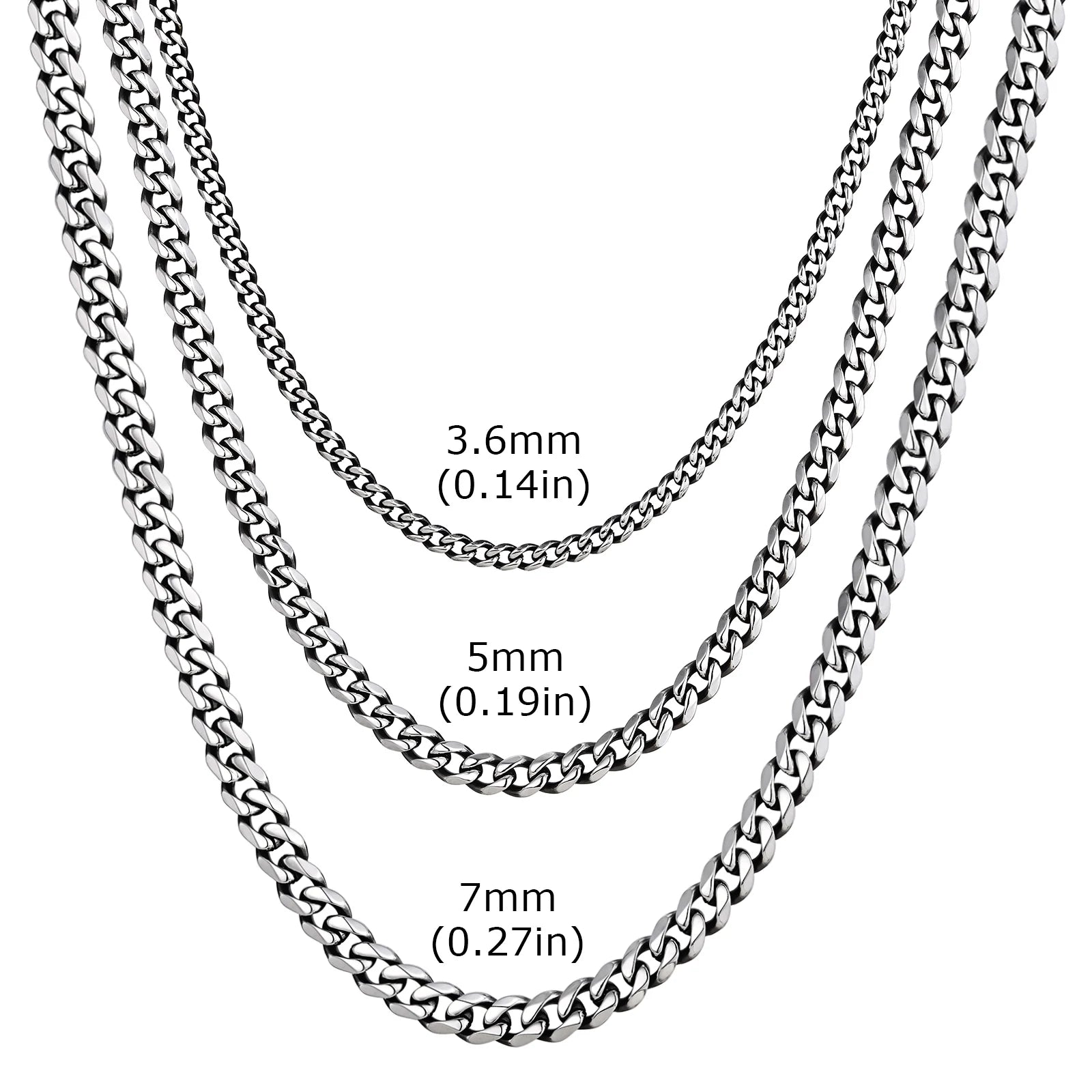 3/5/7mm Stainless Steel Cuban Link Chain Stainless Steel Necklace, Punk Hip-hop Choker for Men, Fashion Jewelry Accessories