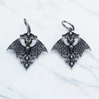 Creative Personality Silver Color Hollowed-out Vampire Bat Pendant Hoop Earrings for Women Retro Goth Halloween Vampire Jewelry