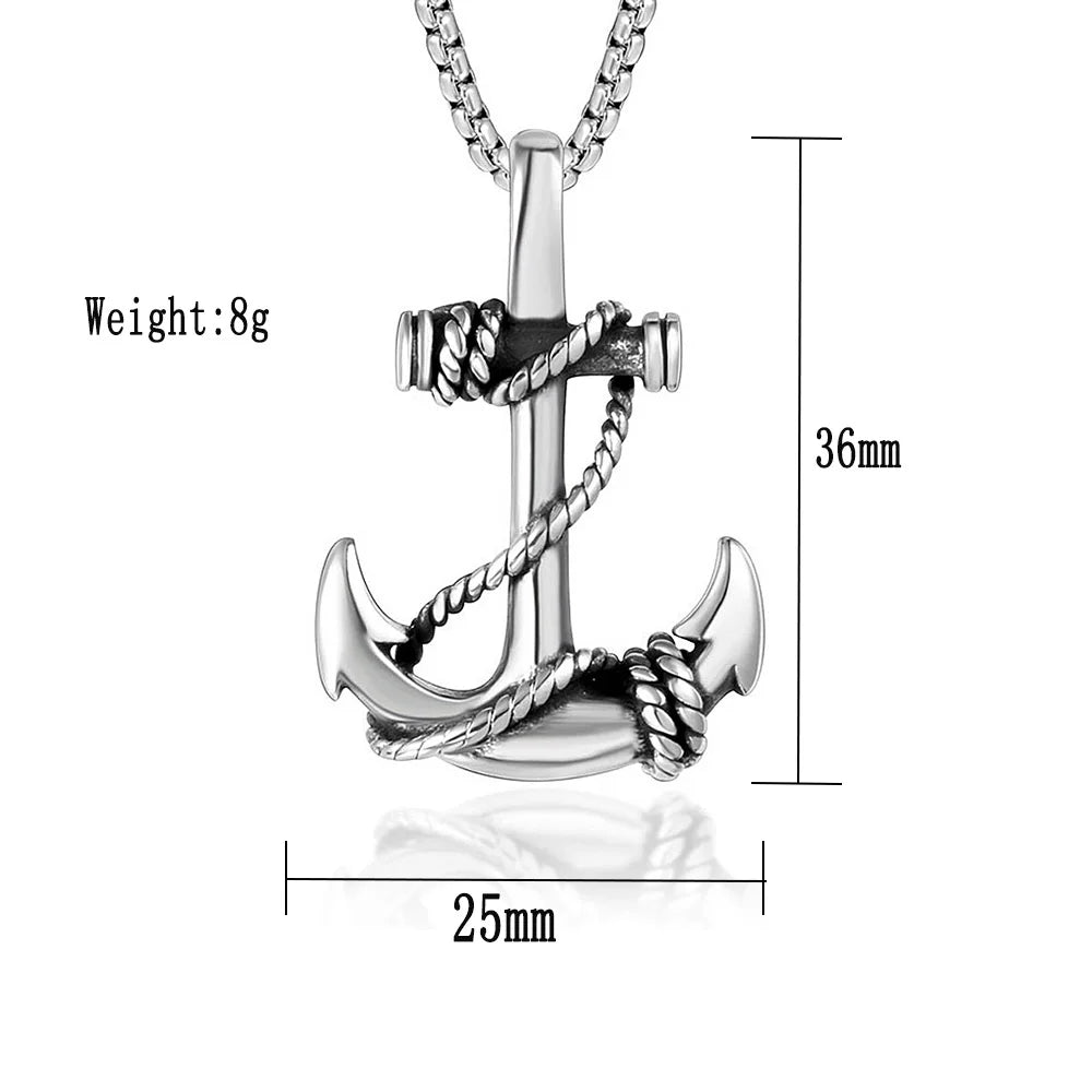 Viking Anchor Pendant Necklace — Stainless Steel