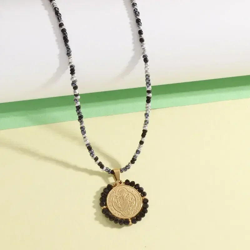 Hip Hop Iced Out San Benito San Benito Holy Medal Pendant Jesus Necklace Religious Amulet Jewelry for Men and Women