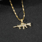 Gold-Tone CZ Dot Charm Pendant Necklace for Men