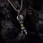 Ethnic Style Gold Silver Collision Vajra Pendant For Men Jewelry Blessing Ward Off Evil Vajra Pestle Necklace Male