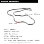 Men's Classic Box Chain Necklace 5mm Long Clasp — Silver-Tone