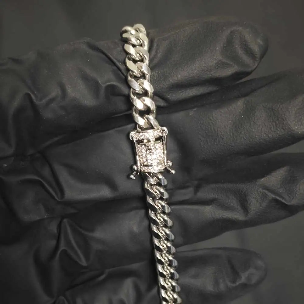 Gold Cuban Necklace Moissanite Clasp VVS