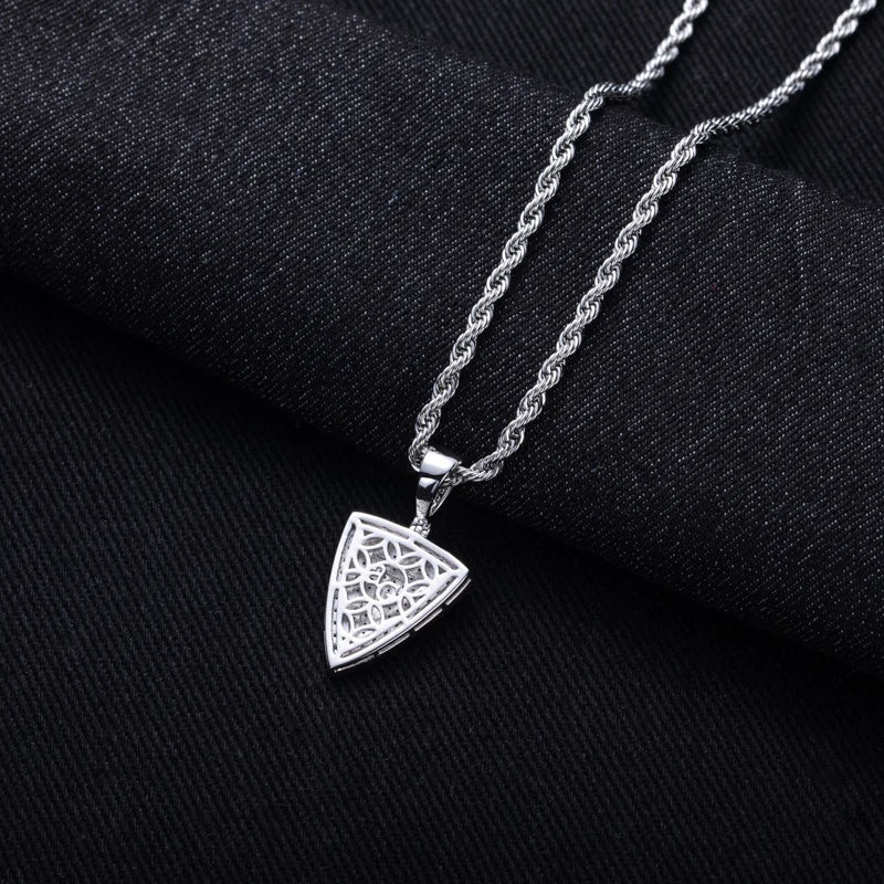 Iced Out Triangle Pendant — 14K Gold