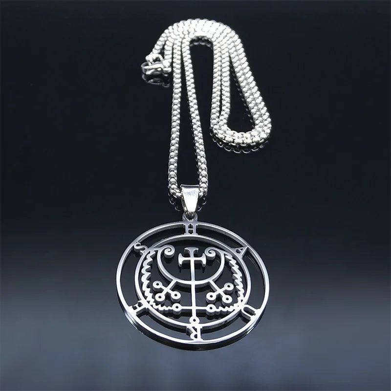 Satan Seal Silver Chain Necklace — Stainless Steel