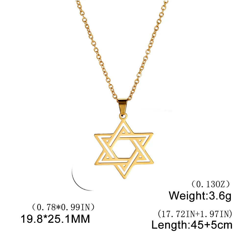 Simple Star of David Pendant Necklace — Stainless Steel