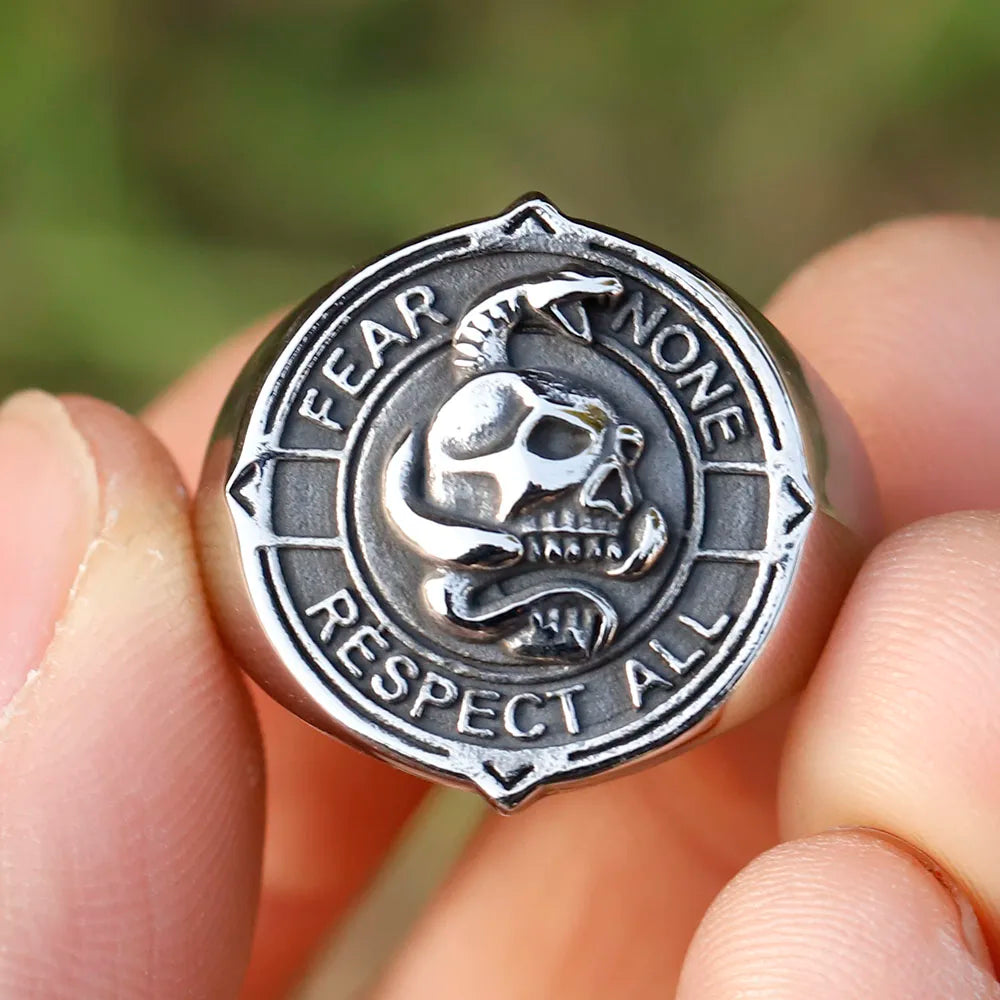 Viking Snake Skull Ring — Stainless Steel Punk