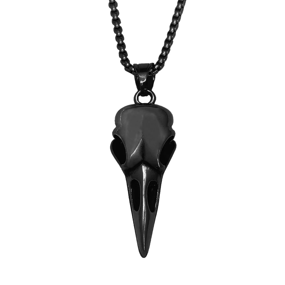 Viking Vintage Raven Skull Necklace Stainless Steel Odin Crow Pendant For Men Women Nordic Amulet Jewelry Gifts