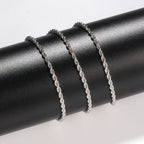Hip Hop Men Stainless Steel Twist Chain Necklace Handmade Spring Buckle Basic Necklace Simple Jewelry Fashion Women Accessories