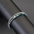 Punk 2Pcs/set Natural Stone Bracelet Men Stainless Steel Chain Tiger Eyes Hematite Beaded Braslet Cool Boyfriend Gifts For Him