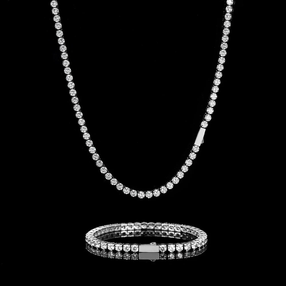 NY Stainless Steel Tennis Necklaces Woman Trend Men Women Iced Out 4mm Zircon Tennis Chains Jewelry No Fade