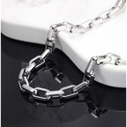 Men Thick Rectangle Paperclip Link Choker Necklace 316L Stainless Steel No Pendant Minimalist Hop Street Layer Neck Jewelry