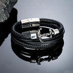 Men's Handmade Anchor Bracelet Women Punk Vikings Stainless Stee Multi-layer Leather Bangle Vintage Nautical Style