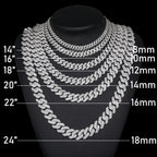 TUHE Unisex D Color Moissanite Cuban Chain Necklace S925 Silver High Quality 6MM-20MM Cuban Link Chain Men Hip Hop