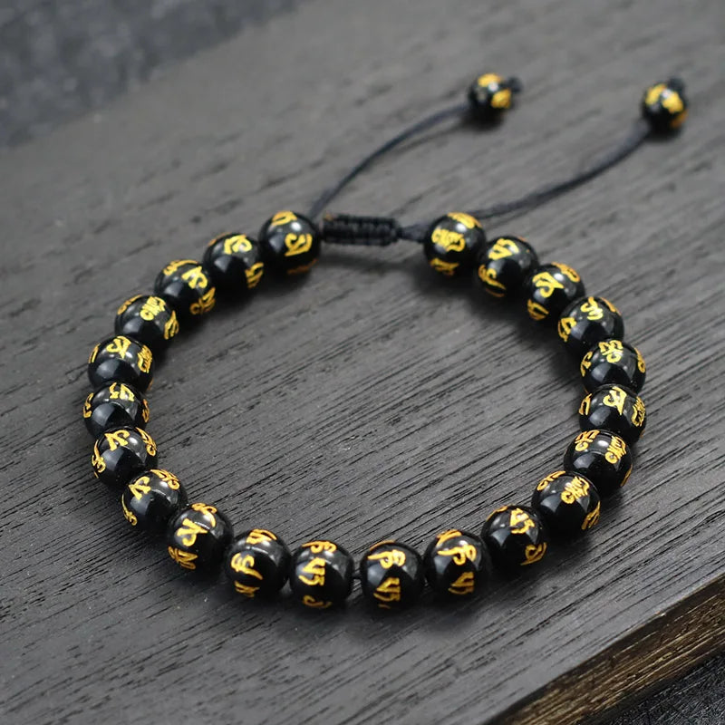 8mm Natural Stone Bracelet For Men Handmade Weaven Thread Braclet Boyfriend Gift Tibetan Buddhist Rosary Beads Braslet