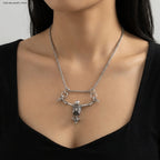 Charm Gothic Men Necklace Hip Hop Exaggerated Skull Head Pendent Choker Sweater Chain Clavicle Chain Women