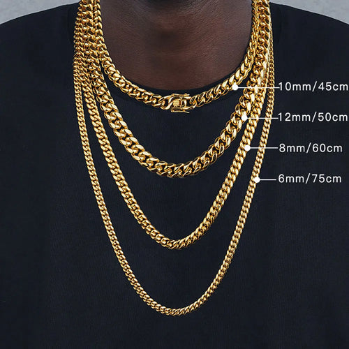 316L Stainless Steel Curb Cuban Chain Necklace 6–12MM