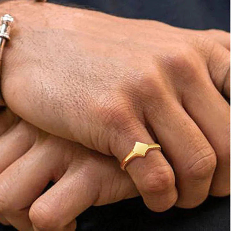 Lotus Signet Pinky Ring — Stainless Steel