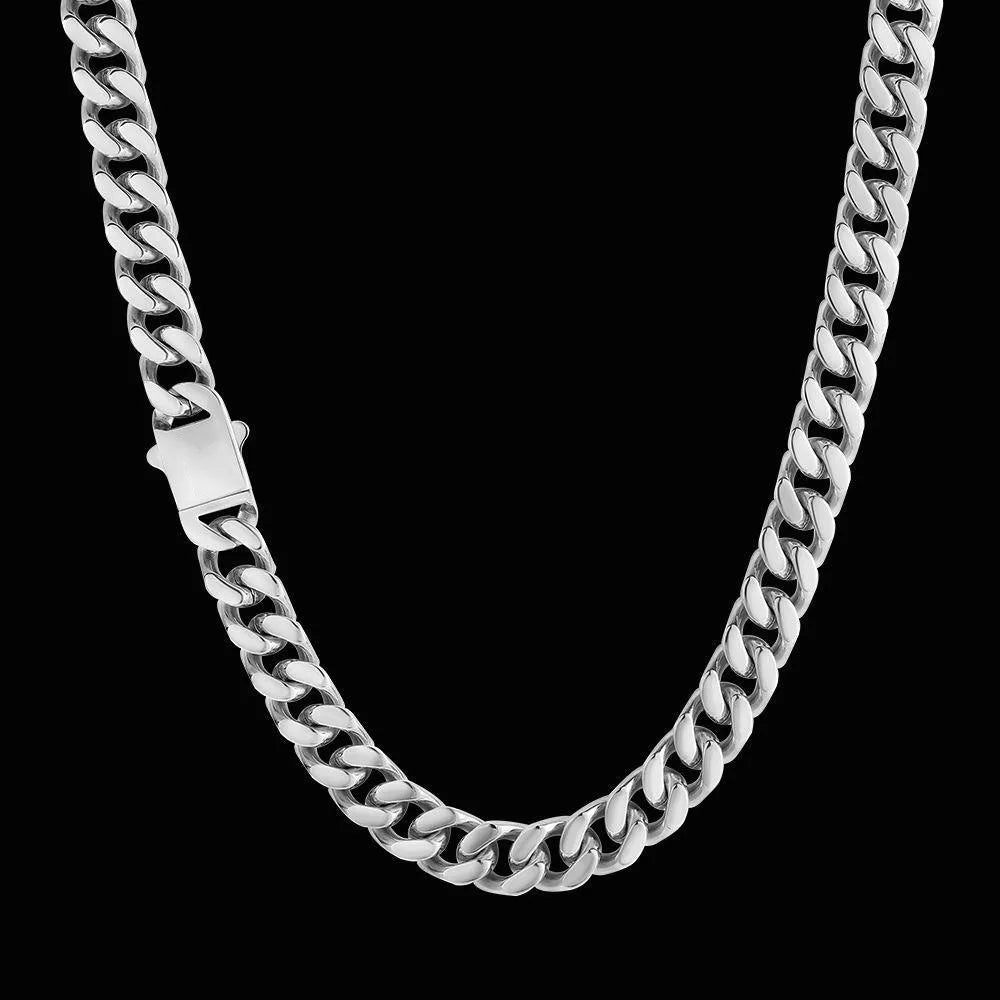 8-16mm HipHop Miami Curb Cuban Chain Necklace Stainless Steel Men Cuban Link Chain Rappe Jewelry